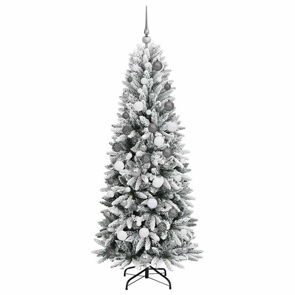 vidaXL Kunstig juletre med 300 LED Hvit 180 cm PVC, plast, st&aring;l og PE