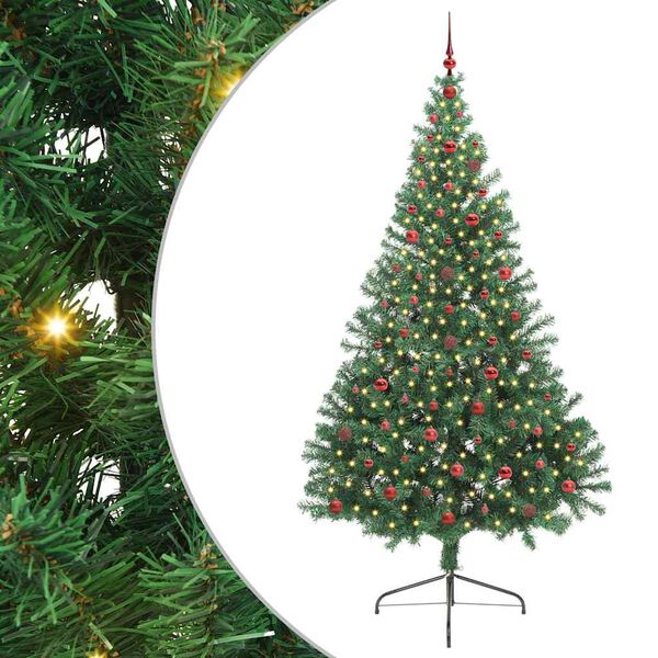 vidaXL Kunstig Forh&aring;ndsopplyst Juletre med 300 LED gr&oslash;nn 240 cm PVC