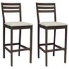 vidaXL Barstol 2 stk. Lys brun og beige Massiv gummitre og stoff