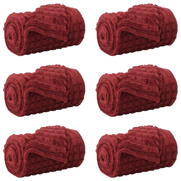vidaXL Kastepledd 6 pcs Bordeaux R&oslash;d 240 x 220 cm Fleece