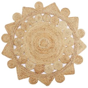 vidaXL H&aring;ndlaget flettet juteteppe 150 cm