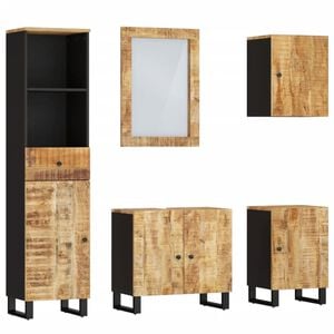 vidaXL Baderomsskapsett 5 deler heltre mango