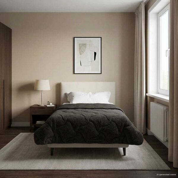 vidaXL Full &aring;r dyne Antrasitt 155 x 220 cm Mikrofiber og Teddy fleece