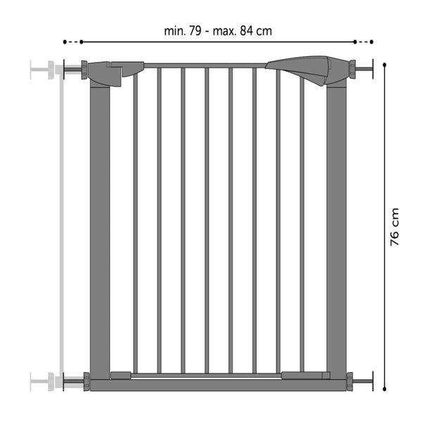 FLAMINGO Sikkerhetsport for kj&aelig;ledyr Salus gr&aring; 79-84 cm