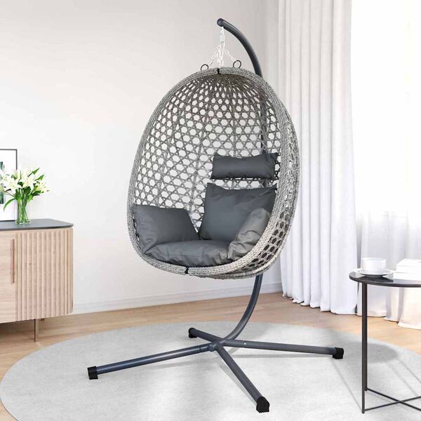 vidaXL Hengende eggeformet stol antrasitt og grå 104 x 100 x 191 cm