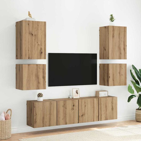 vidaXL TV Veggskap Veggmontert Artisan Eik 40,5x30x40cm Konstruert tre