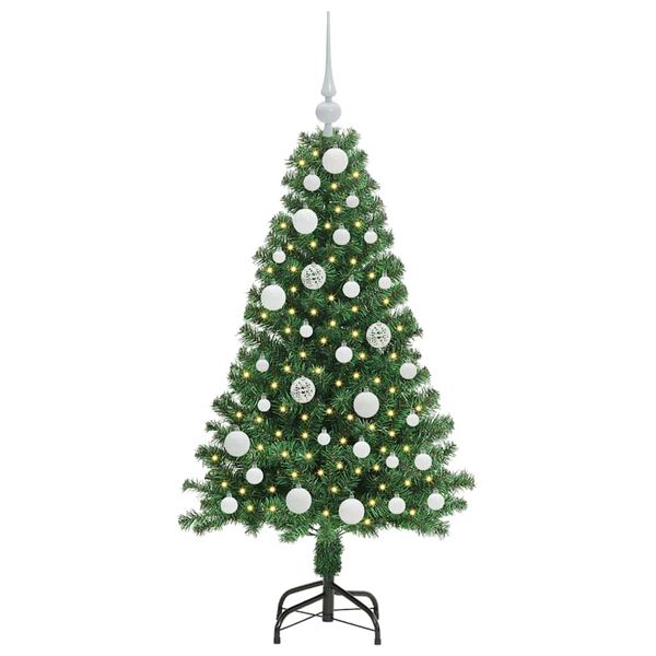 vidaXL Kunstig juletre med 150 LED gr&oslash;nn 120 cm PVC og St&aring;l og Plast