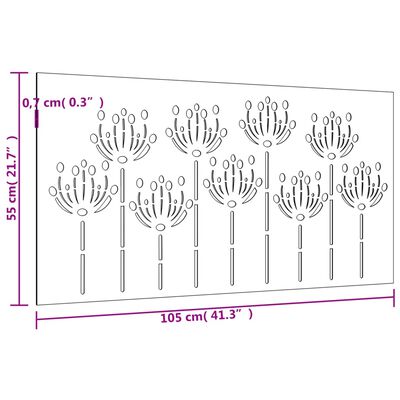 vidaXL Veggdekorasjon til hage 105x55 cm cortenstål blomsterdesign