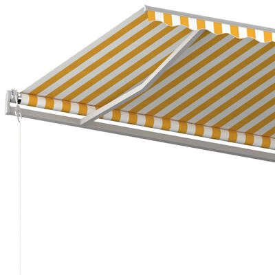 vidaXL Automatisk uttrekkbar markise med stolper 5x3 m gul og hvit