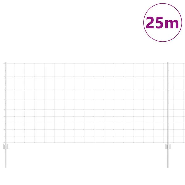 vidaXL Gjerde med stolpe s&oslash;lv 1,2 x 25 m St&aring;l