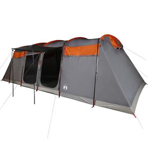 vidaXL Tunneltelt for camping 8 personer gr&aring; og oransje vanntett