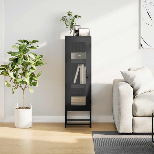 vidaXL Highboard Sort 36x39x123 cm Kaldvalset st&aring;l