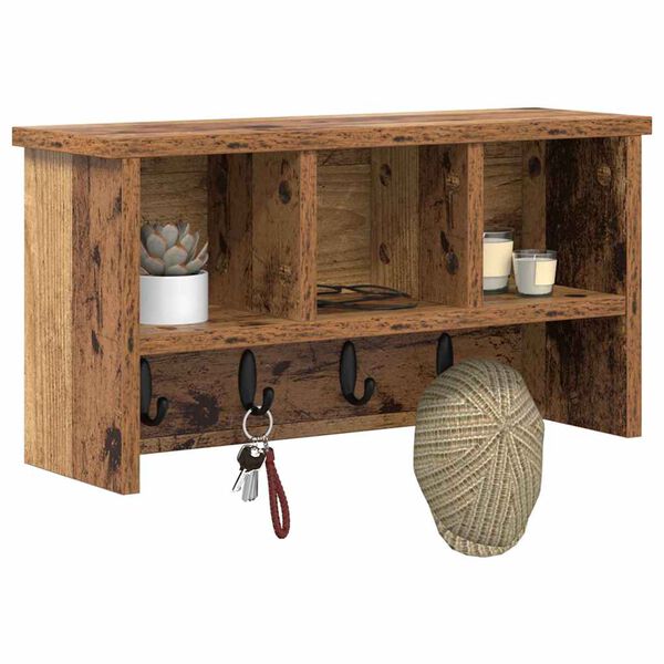 vidaXL Vegghengt kleshenger Gammelt tre 50 x 16 x 26 cm Konstruert tre