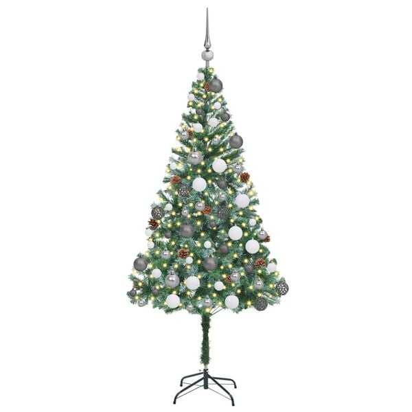vidaXL Kunstig juletre med 300 LED med stativ gr&oslash;nn 180 cm PVC og st&aring;l