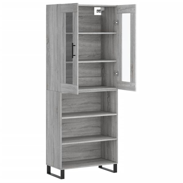 vidaXL Highboard gr&aring; sonoma 69,5x34x180 cm konstruert tre
