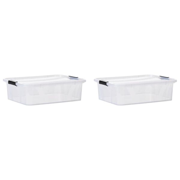 vidaXL Oppbevaringsbokser med lokk 2 stk gjennomsiktig 21 L