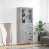 vidaXL Highboard betonggr&aring; 69,5x34x180 cm konstruert tre