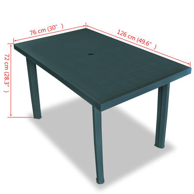 vidaXL Hagebord grønn 126x76x72 cm plast