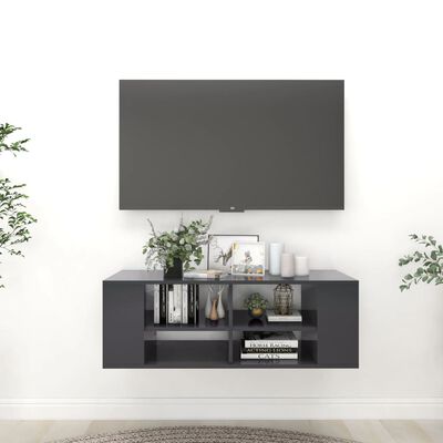 vidaXL Vegghengt TV-benk grå 102x35x35 cm sponplate