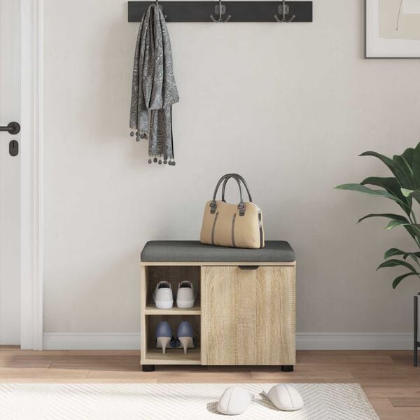 vidaXL Gangbenk Sonoma eik 60 x 38 x 46 cm Konstruert treverk og stoff