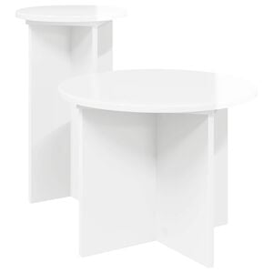 vidaXL Sidebordssett 2 stk. H&oslash;gglans hvit &Oslash; 45 x 35 cm Konstruert tre
