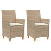 vidaXL Hagestoler med puter 2 stk beige polyrotting og heltre