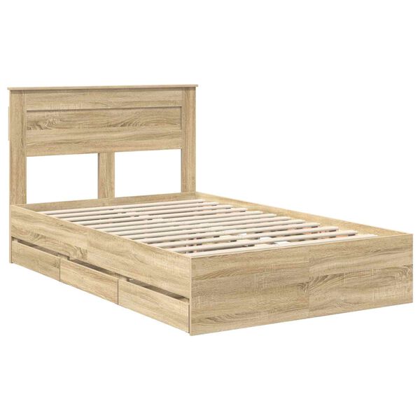 vidaXL Sengestamme med skuff Sonoma eik 120 x 200 cm Ingeni&oslash;rtre