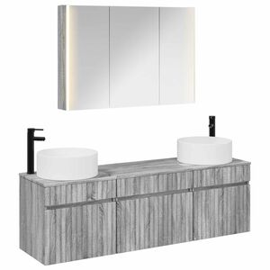vidaXL Baderomsskapsett 4 pcs Gr&aring; Sonoma 103,5 x 15,5 x 70 cm
