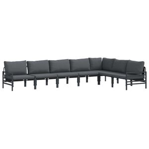 vidaXL Hagesofa Set med pute 7 pcs Svart St&aring;l