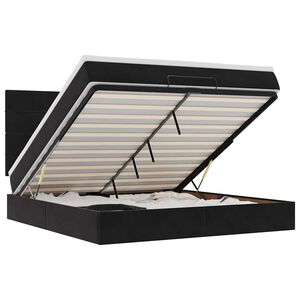 vidaXL Ottoman sengeramme med madrasser svart 160x200cm fl&oslash;yel