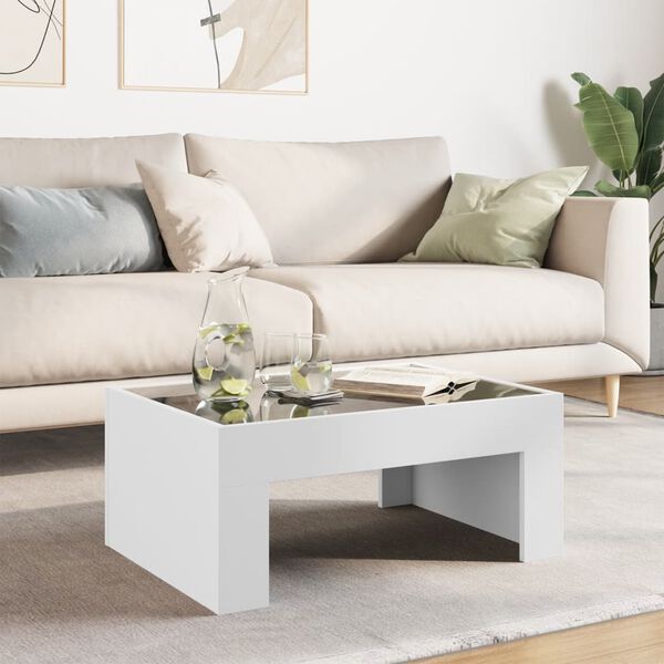 vidaXL Salongbord med Infinity LED hvit 70x50x30 cm