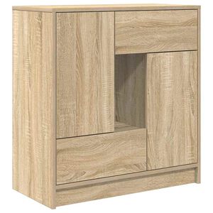 vidaXL Skjenk med skuffer og d&oslash;rer svart eik 70,5x34x74,5 cm
