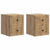 vidaXL Vegghengt Nattbord 2 pcs Artisan eik 33 x 34,5 x 40 cm