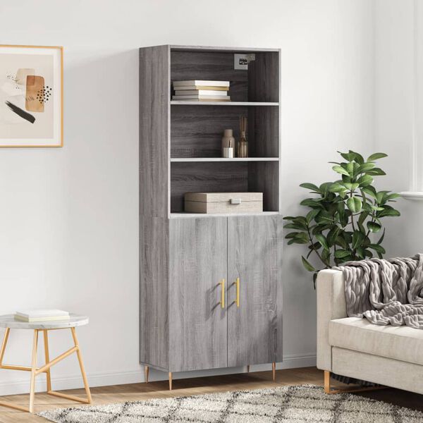 vidaXL Highboard gr&aring; sonoma 69,5x34x180 cm konstruert tre