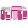 vidaXL Kiddos Loft Senge Ramme med Gardiner Hvit og Rosa 100 x 190 cm