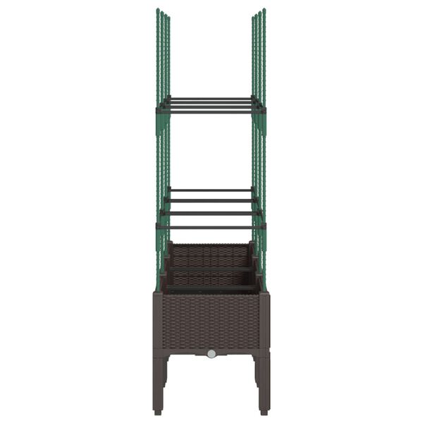 vidaXL Plantekasse med espalier brun 120x40x142,5 cm PP