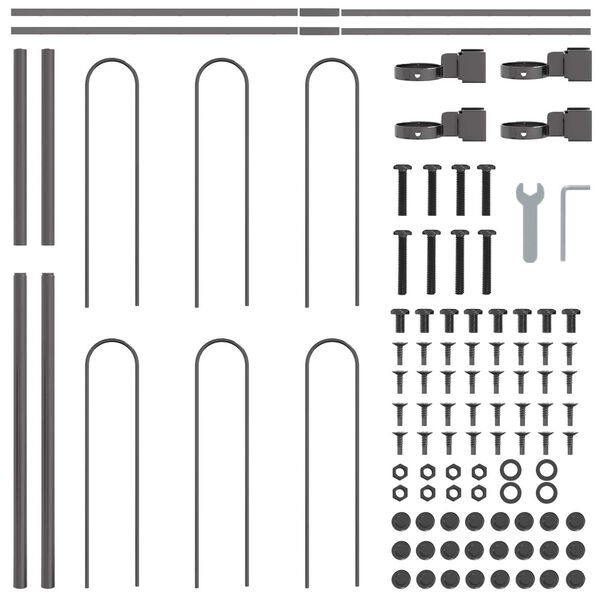 vidaXL Hage Hegning Gr&aring; 1,7 x 1,2 m Pulverlakkert st&aring;l