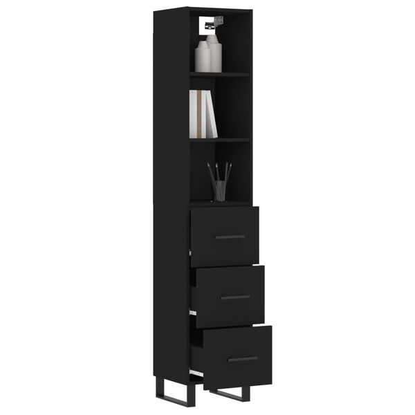 vidaXL Highboard svart 34,5x34x180 cm konstruert tre