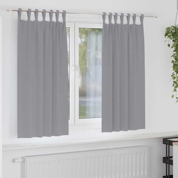 vidaXL M&oslash;rkleggende Gardiner med Ringer 2 pcs Lysegr&aring; 175 x 140 cm