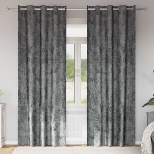 vidaXL Fl&oslash;yel Gardiner med gardiner 2 pcs Gr&aring; 260 x 140 cm Fl&oslash;yel