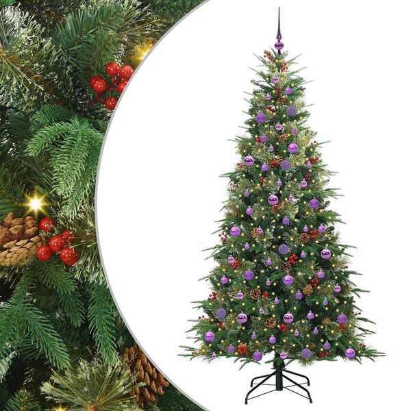 vidaXL Kunstig sammensatt juletre med 300 LED gr&oslash;nn 210 cm PE og PVC