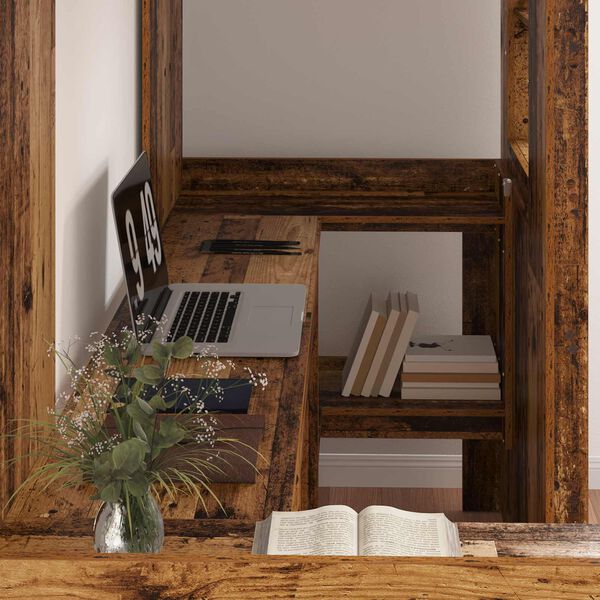 vidaXL Loft seng ramme med skrivebord Gammelt tre 75 x 190 cm
