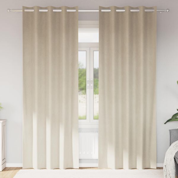vidaXL Blendingsgardiner 2 pcs Krem 140 x 245 cm Fl&oslash;yel