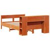 vidaXL Seng med bokhylle uten madrass voksbrun 140x190 cm heltre furu