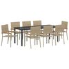 vidaXL Hage Spisegruppe 9 stk. Beige polyrotting