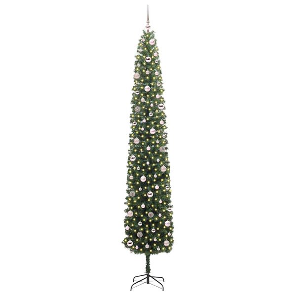 vidaXL Kunstig juletre med 300 LED gr&oslash;nn 270 cm PVC og st&aring;l og plast
