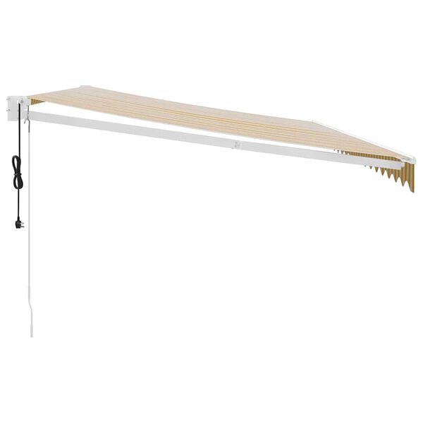 vidaXL Automatisk uttrekkbar markise gul og hvit 5x3 m