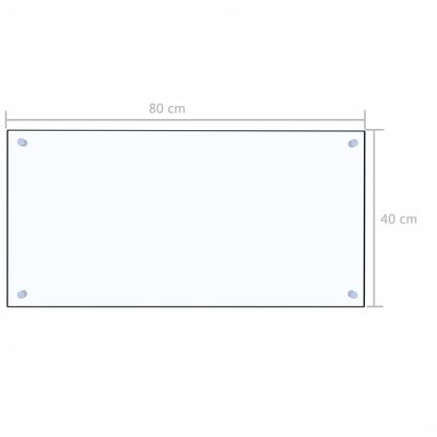 vidaXL Kjøkkenplate gjennomsiktig 80x40 cm herdet glass