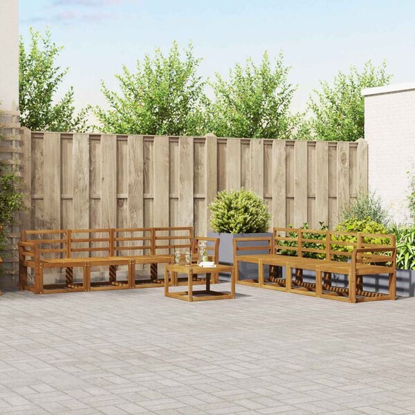 vidaXL Utend&oslash;rs sofa-sett 9 pcs Naturlig Solid akasietre