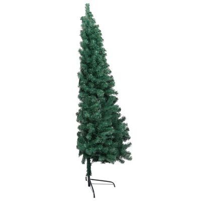 vidaXL Forhåndsbelyst kunstig halvt juletre med kulesett grønn 150 cm